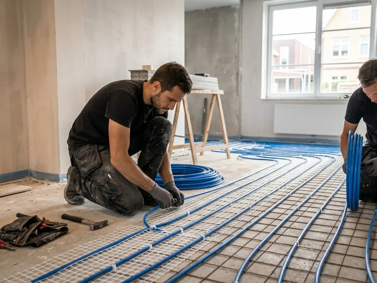 Vloerverwarmingsbuizen vakkundig gelegd voor een optimale warmtespreiding